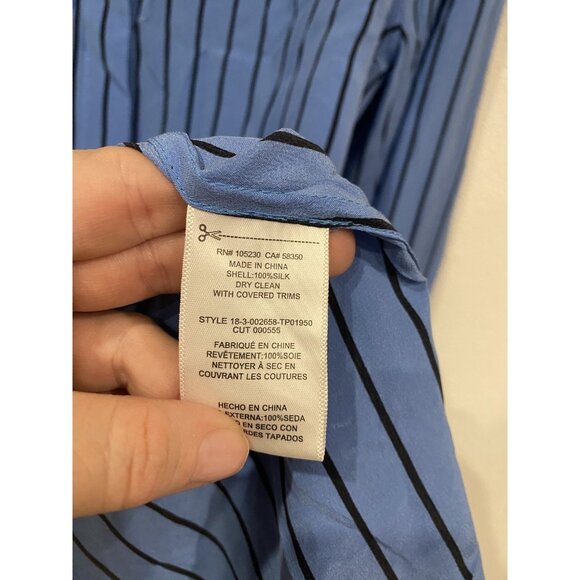 Equipment Windsor Shirt Womens Small Blue Striped Silk Long Sleeve Blouse Top - Picture 5 of 7